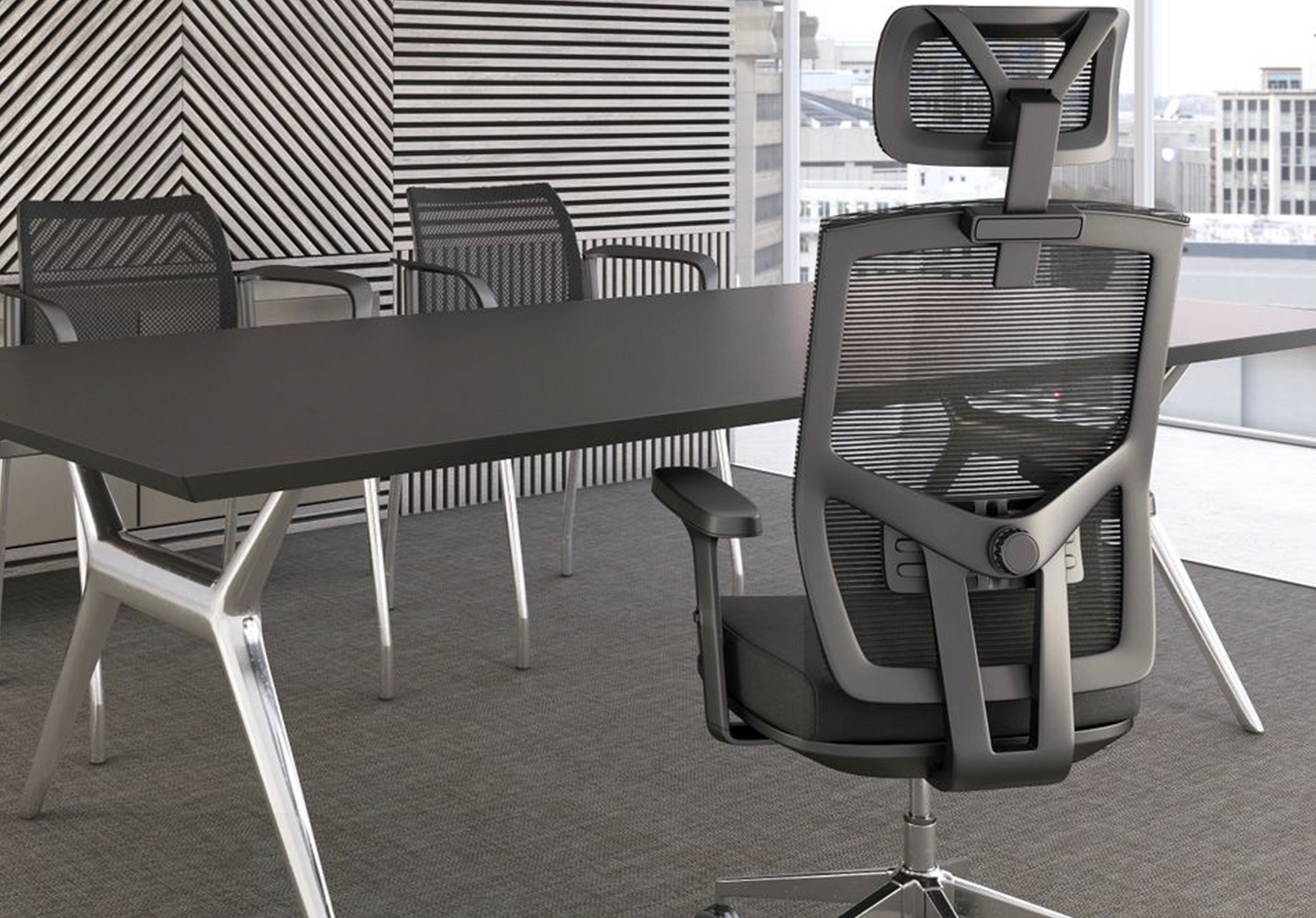 Silla Tokio Negra con Cabecera